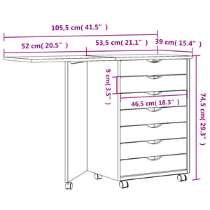 Rollschrank mit Schreibtisch MOSS Weiß Massivholz Kiefer Stilecasa