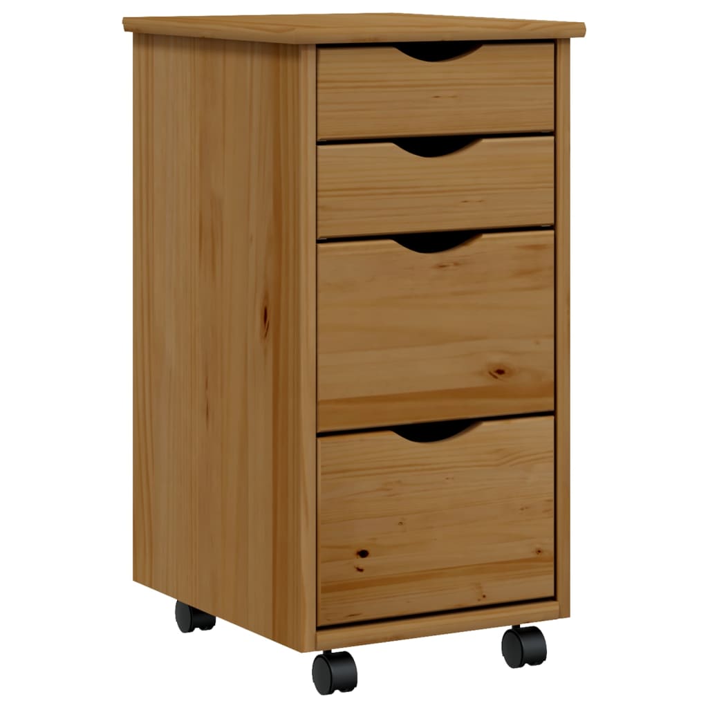 vidaXL Rollschrank mit Schubladen MOSS Honigbraun Massivholz Kiefer