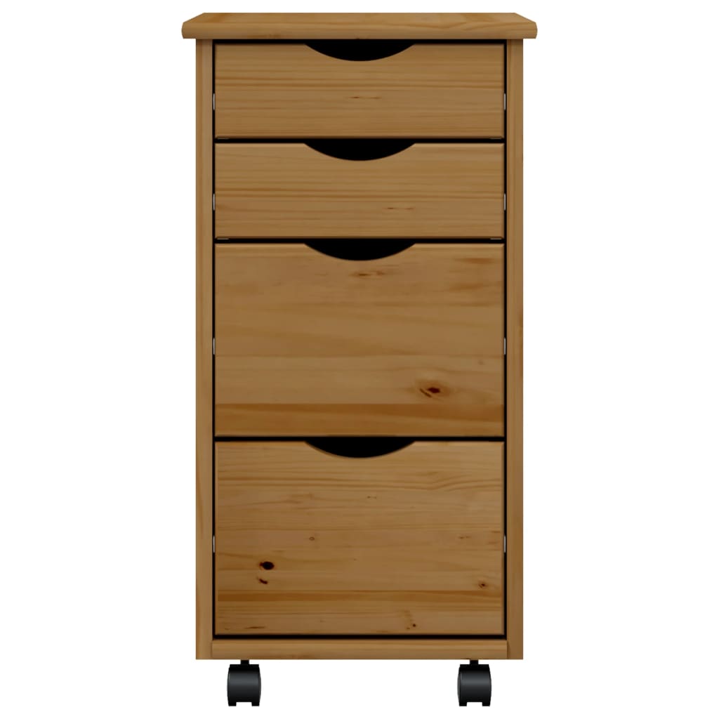 vidaXL Rollschrank mit Schubladen MOSS Honigbraun Massivholz Kiefer