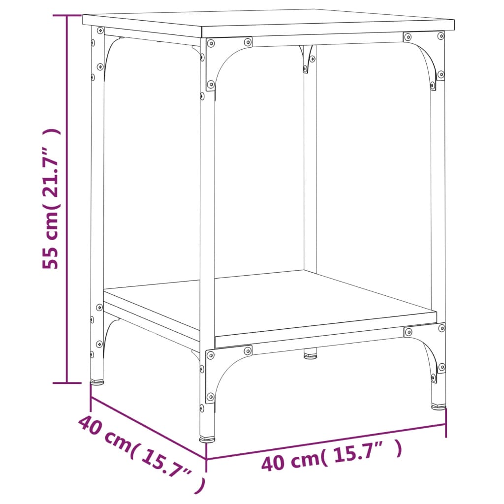 vidaXL Couchtisch Räuchereiche 40x40x55 cm Holzwerkstoff