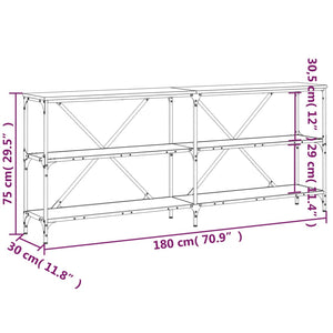 vidaXL Konsolentisch Räuchereiche 180x30x75 cm Holzwerkstoff und Eisen