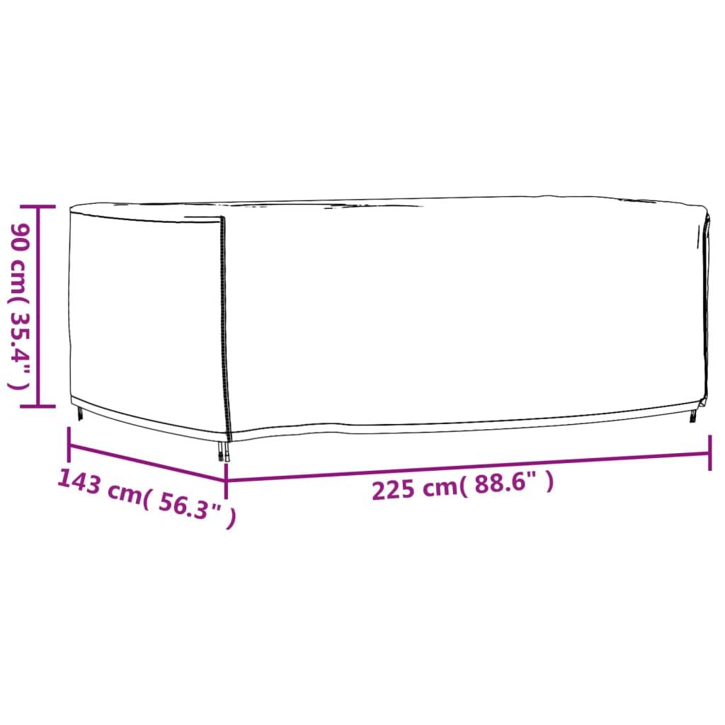 Gartenmöbel-Abdeckung Schwarz 225x143x90 cm Wasserdicht 420D Stilecasa