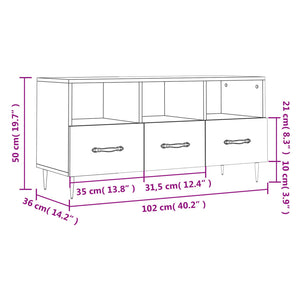 vidaXL TV-Schrank Hochglanz-Weiß 102x36x50 cm Holzwerkstoff