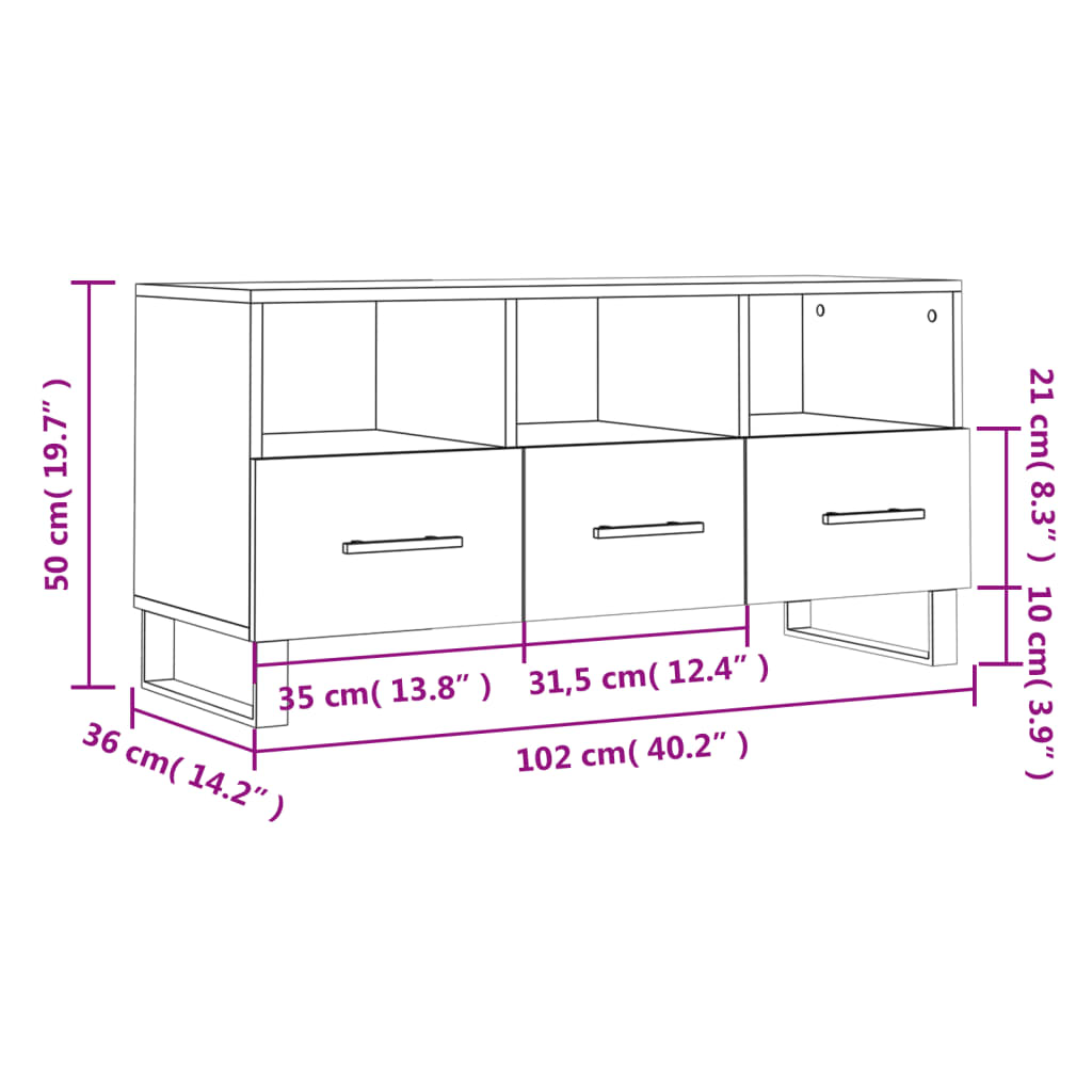 vidaXL TV-Schrank Schwarz 102x36x50 cm Holzwerkstoff