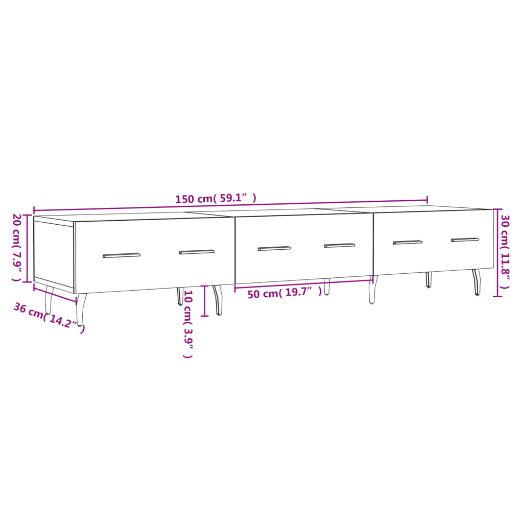 vidaXL TV-Schrank Weiß 150x36x30 cm Holzwerkstoff