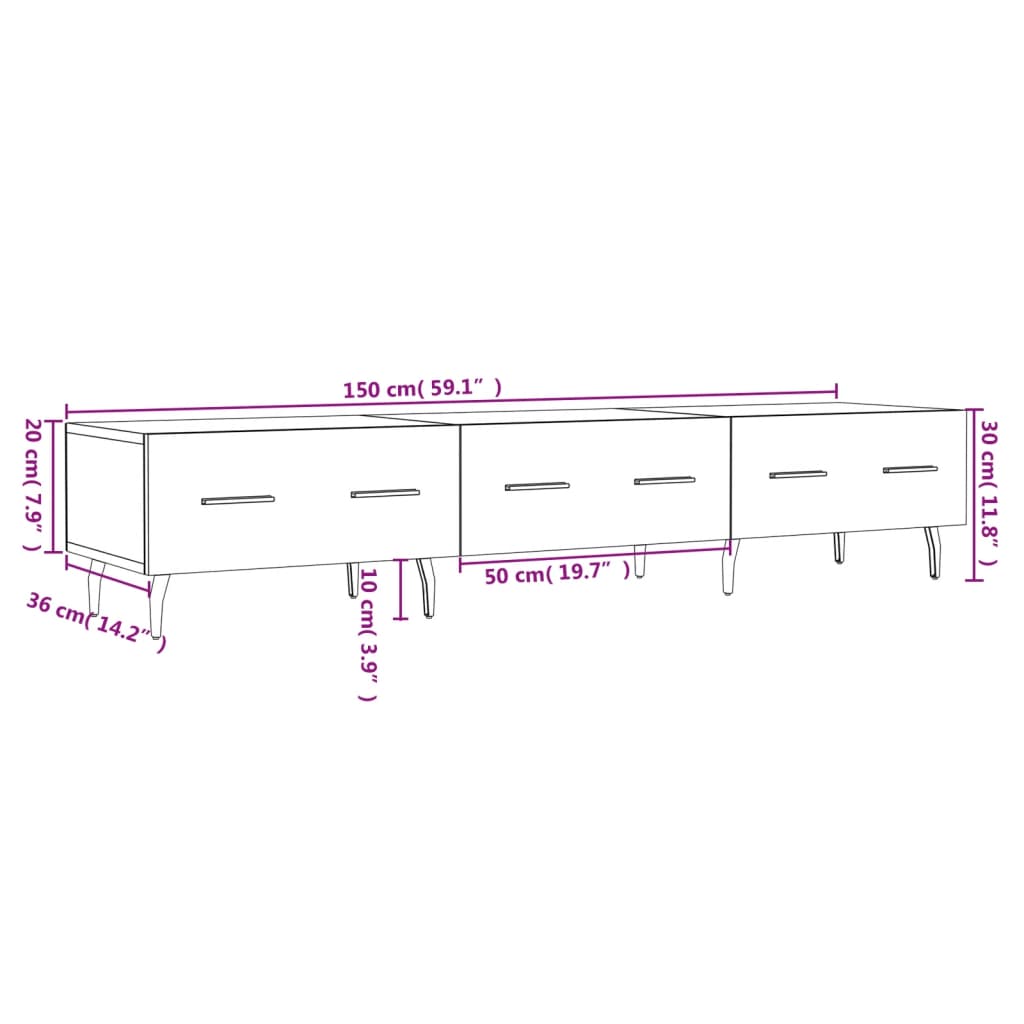 TV-Schrank Grau Sonoma 150x36x30 cm Holzwerkstoff Stilecasa