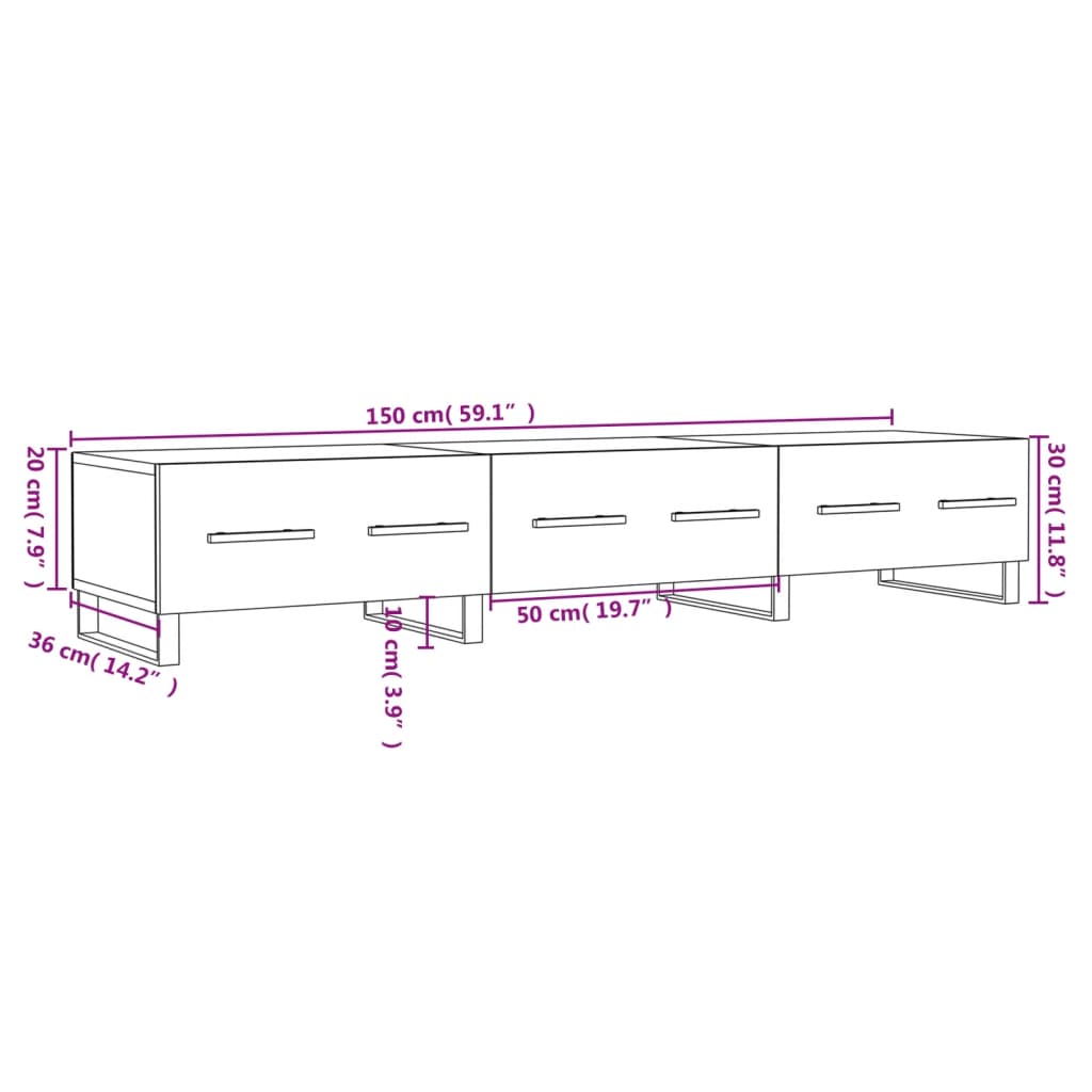 vidaXL TV-Schrank Weiß 150x36x30 cm Holzwerkstoff