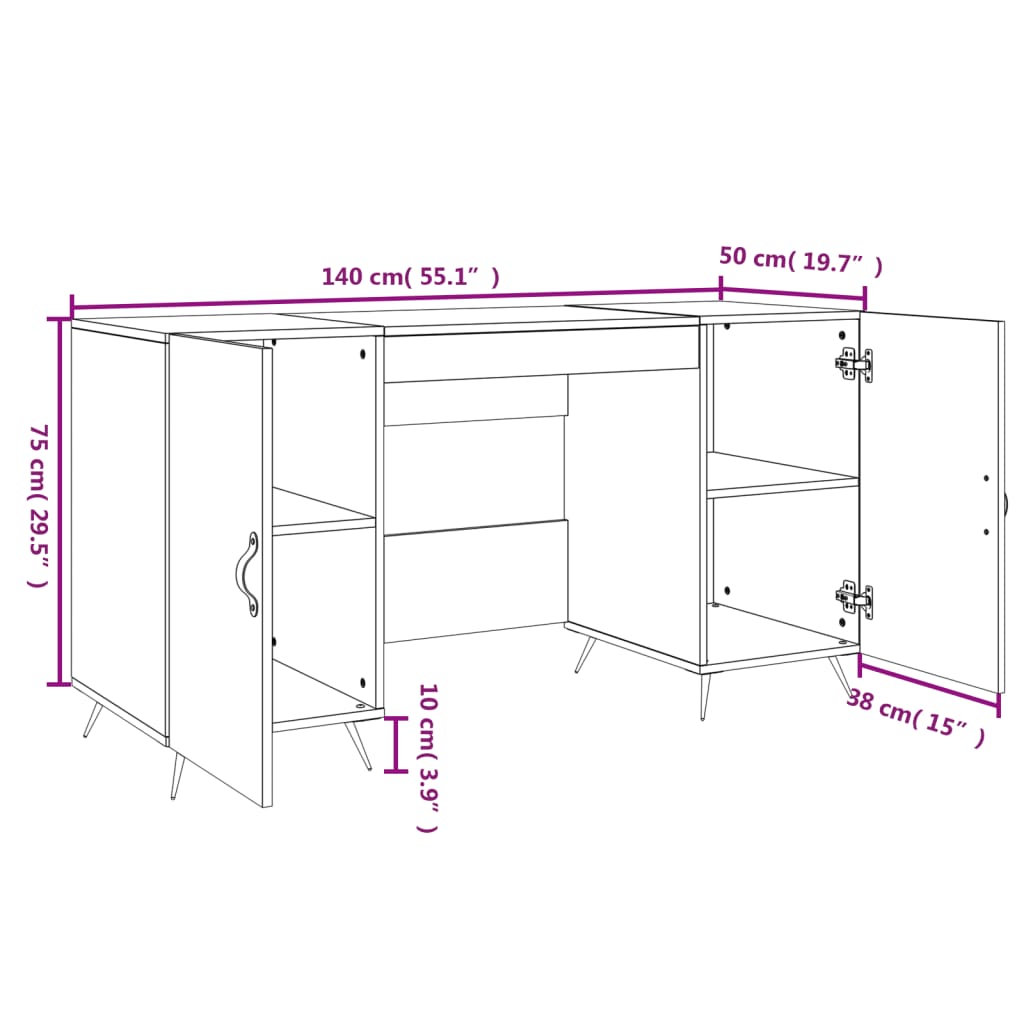 vidaXL Schreibtisch Weiß 140x50x75 cm Holzwerkstoff