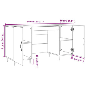 vidaXL Schreibtisch Grau Sonoma 140x50x75 cm Holzwerkstoff