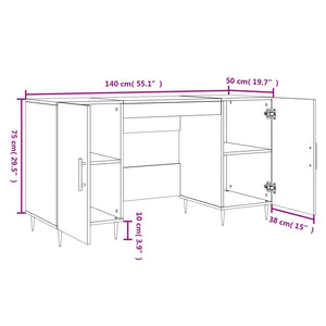 vidaXL Schreibtisch Hochglanz-Weiß 140x50x75 cm Holzwerkstoff