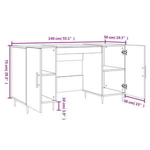 vidaXL Schreibtisch Betongrau 140x50x75 cm Holzwerkstoff