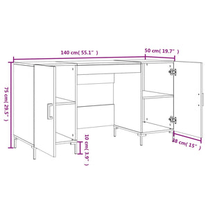 vidaXL Schreibtisch Hochglanz-Weiß 140x50x75 cm Holzwerkstoff