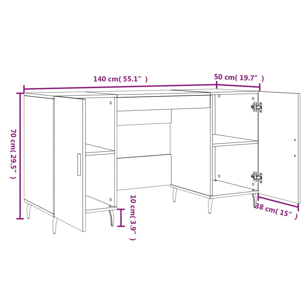 vidaXL Schreibtisch Hochglanz-Weiß 140x50x75 cm Holzwerkstoff