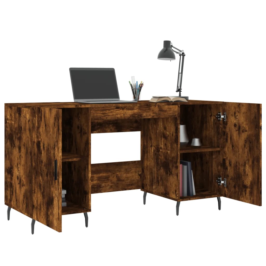 vidaXL Schreibtisch Räuchereiche 140x50x75 cm Holzwerkstoff