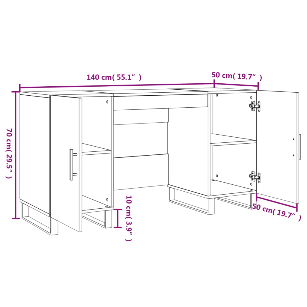 vidaXL Schreibtisch Weiß 140x50x75 cm Holzwerkstoff