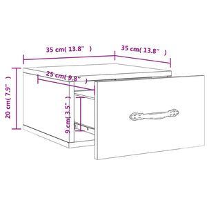 vidaXL Wand-Nachttisch Hochglanz-Weiß 35x35x20 cm