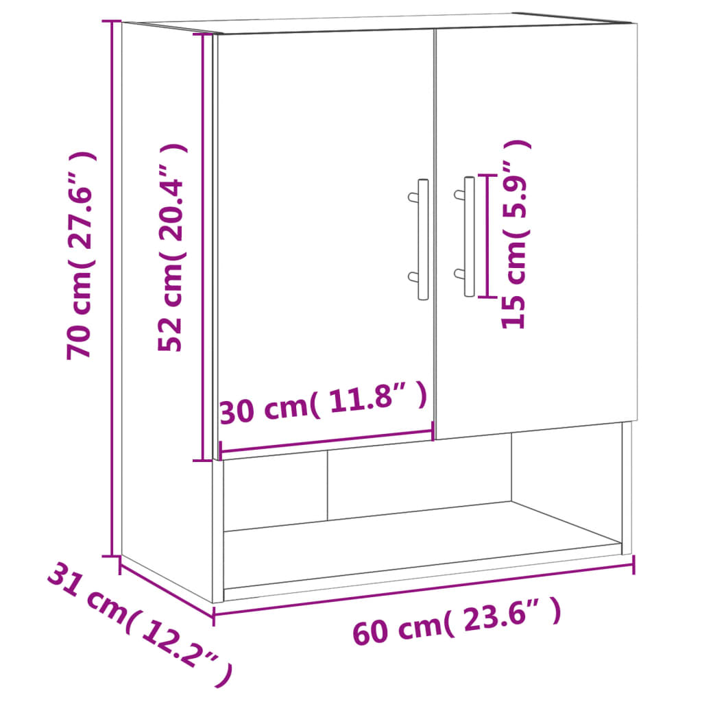 vidaXL Wandschrank Weiß 60x31x70 cm Holzwerkstoff