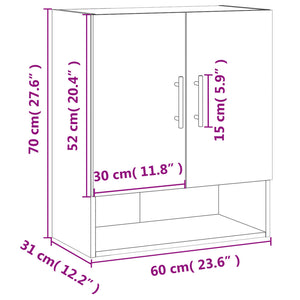 vidaXL Wandschrank Schwarz 60x31x70 cm Holzwerkstoff