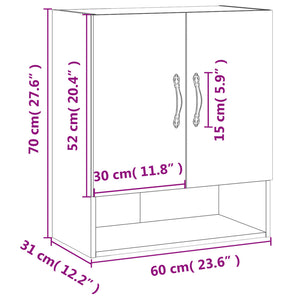 vidaXL Wandschrank Weiß 60x31x70 cm Holzwerkstoff