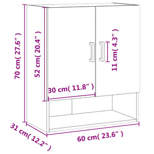 vidaXL Wandschrank Grau Sonoma 60x31x70 cm Holzwerkstoff