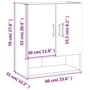 vidaXL Wandschrank Braun Eichen-Optik 60x31x70 cm Holzwerkstoff