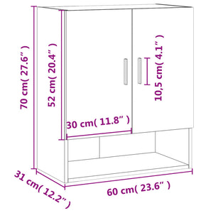 vidaXL Wandschrank Sonoma-Eiche 60x31x70 cm Holzwerkstoff