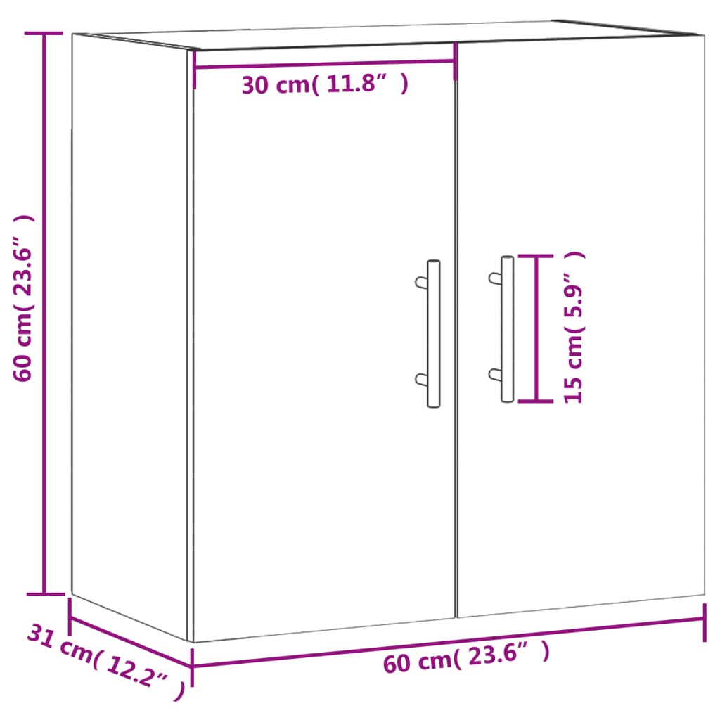 vidaXL Wandschrank Betongrau 60x31x60 cm Holzwerkstoff