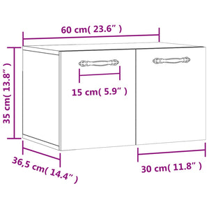 vidaXL Wandschrank Schwarz 60x36,5x35 cm Holzwerkstoff