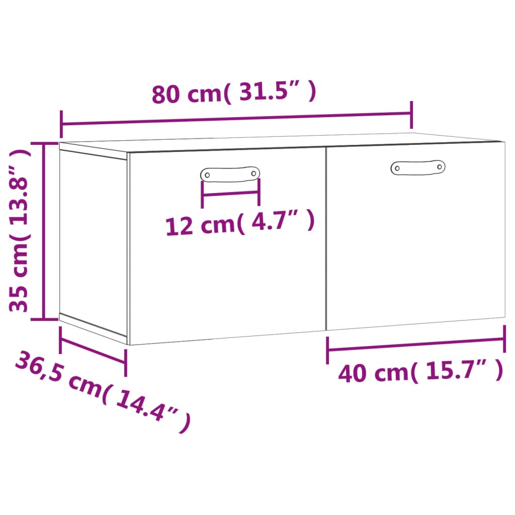 vidaXL Wandschrank Schwarz 80x36,5x35 cm Holzwerkstoff