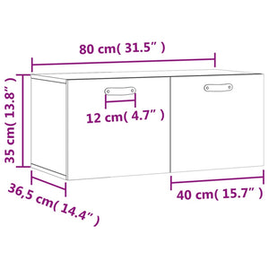 vidaXL Wandschrank Schwarz 80x36,5x35 cm Holzwerkstoff