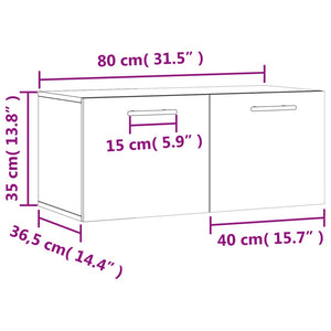 vidaXL Wandschrank Schwarz 80x36,5x35 cm Holzwerkstoff