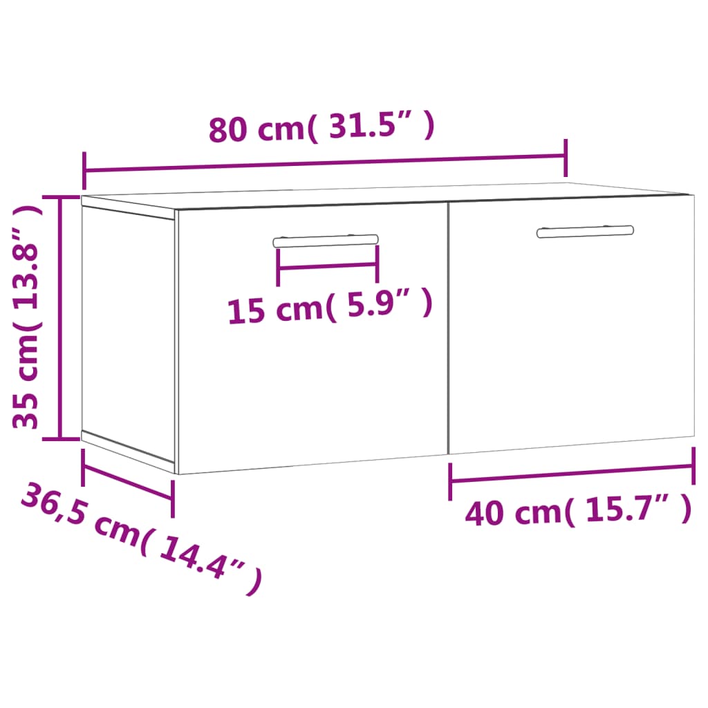 vidaXL Wandschrank Braun Eichen-Optik 80x36,5x35 cm Holzwerkstoff