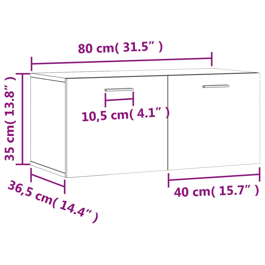 vidaXL Wandschrank Weiß 80x36,5x35 cm Holzwerkstoff