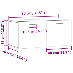 vidaXL Wandschrank Weiß 80x36,5x35 cm Holzwerkstoff