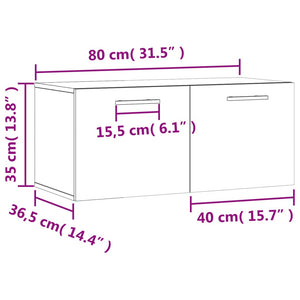 vidaXL Wandschrank Schwarz 80x36,5x35 cm Holzwerkstoff