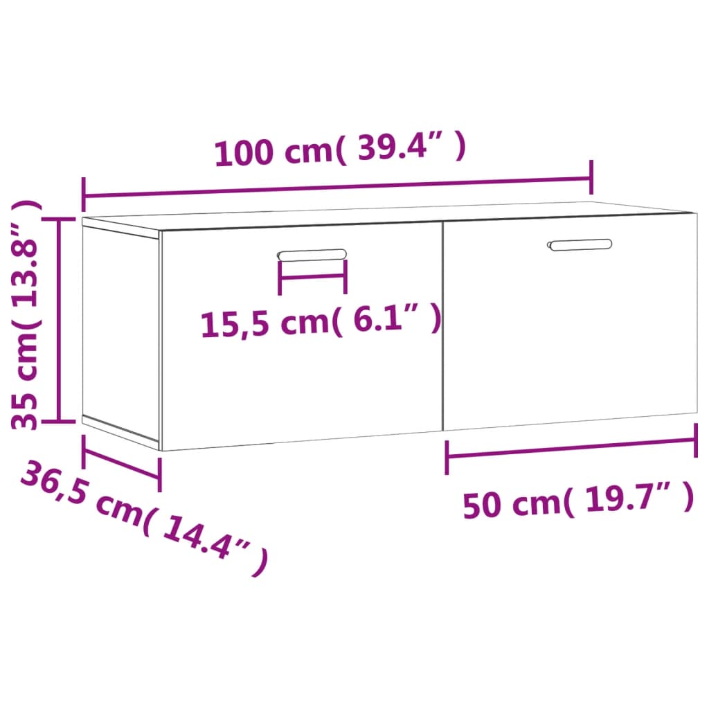 vidaXL Wandschrank Weiß 100x36,5x35 cm Holzwerkstoff