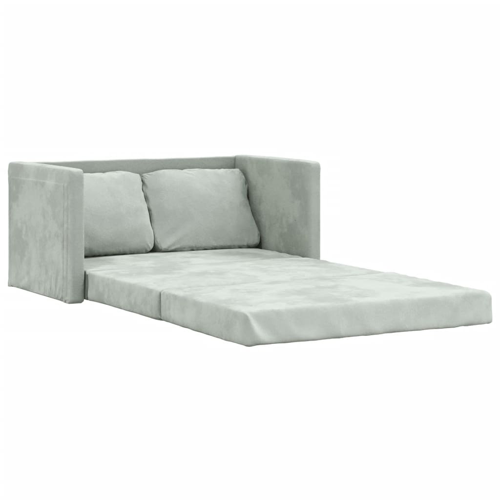 Bodensofa mit Schlaffunktion Hellgrau 122x204x55 cm Samt Stilecasa