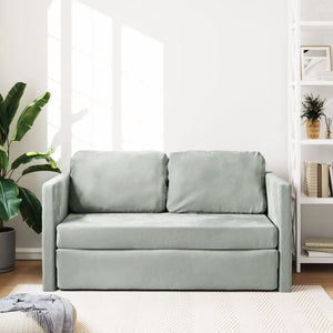 Bodensofa mit Schlaffunktion Hellgrau 122x204x55 cm Samt Stilecasa