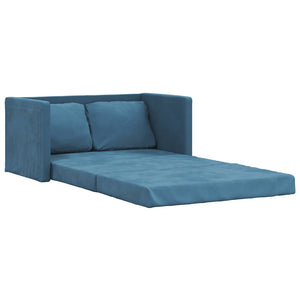 Bodensofa mit Schlaffunktion Blau 122x204x55 cm Samt Stilecasa