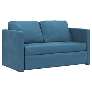 Bodensofa mit Schlaffunktion Blau 122x204x55 cm Samt Stilecasa