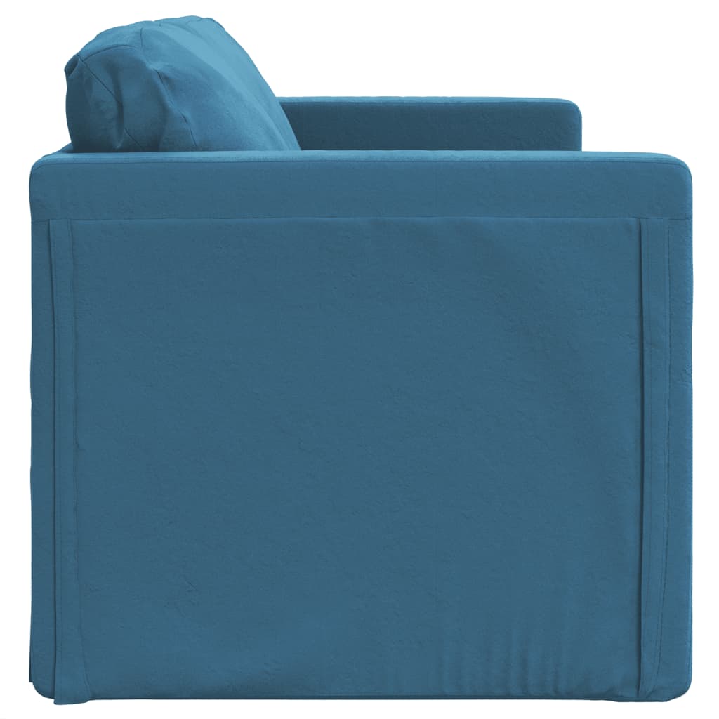 Bodensofa mit Schlaffunktion Blau 122x204x55 cm Samt Stilecasa