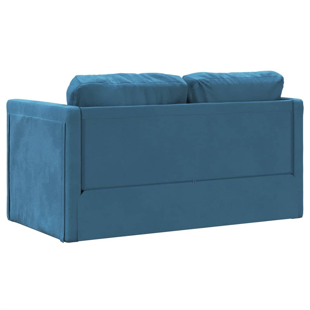 Bodensofa mit Schlaffunktion Blau 122x204x55 cm Samt Stilecasa