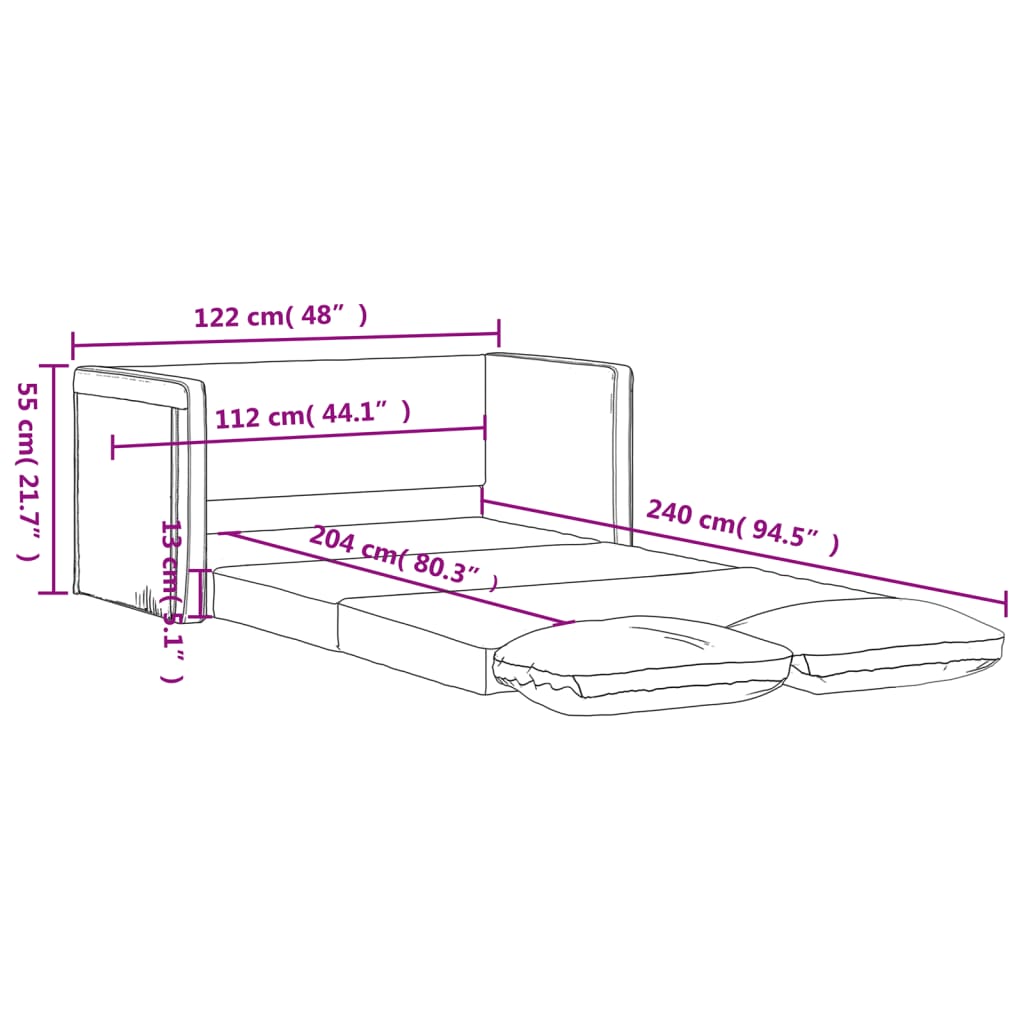 Bodensofa mit Schlaffunktion Blau 122x204x55 cm Samt Stilecasa