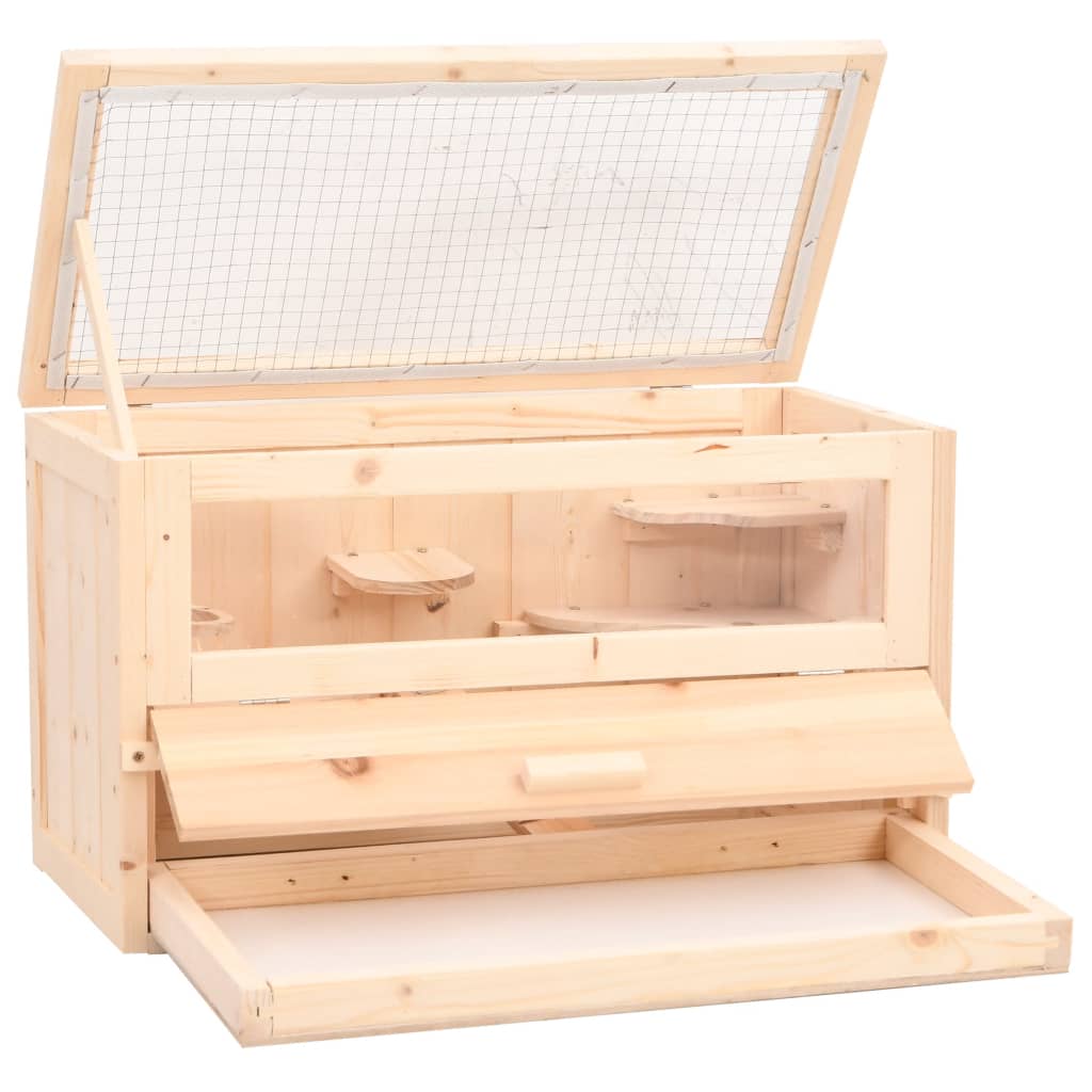 vidaXL Hamsterkäfig 60x30x35 cm Massivholz Tanne