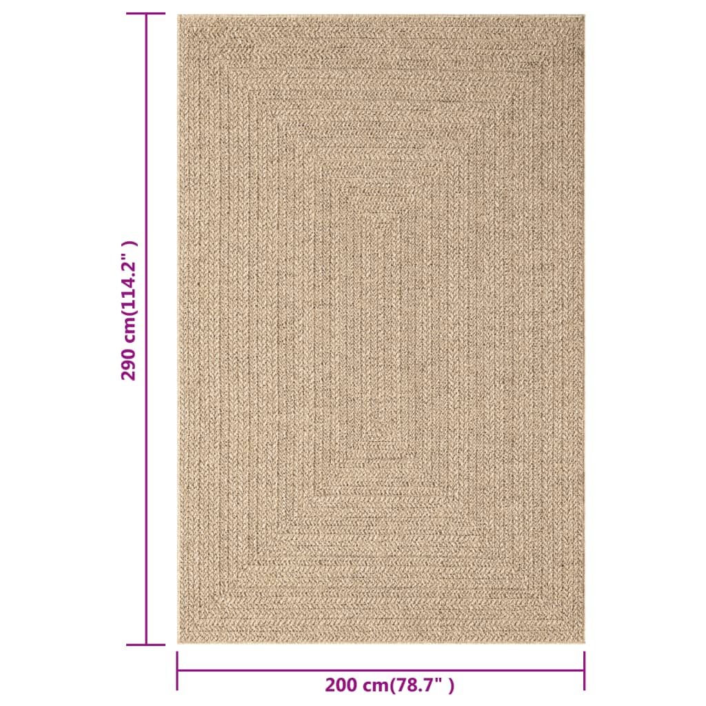 vidaXL Teppich ZIZUR 200x290 cm Jute-Optik Indoor und Outdoor