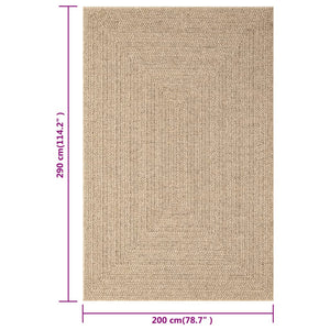 vidaXL Teppich ZIZUR 200x290 cm Jute-Optik Indoor und Outdoor