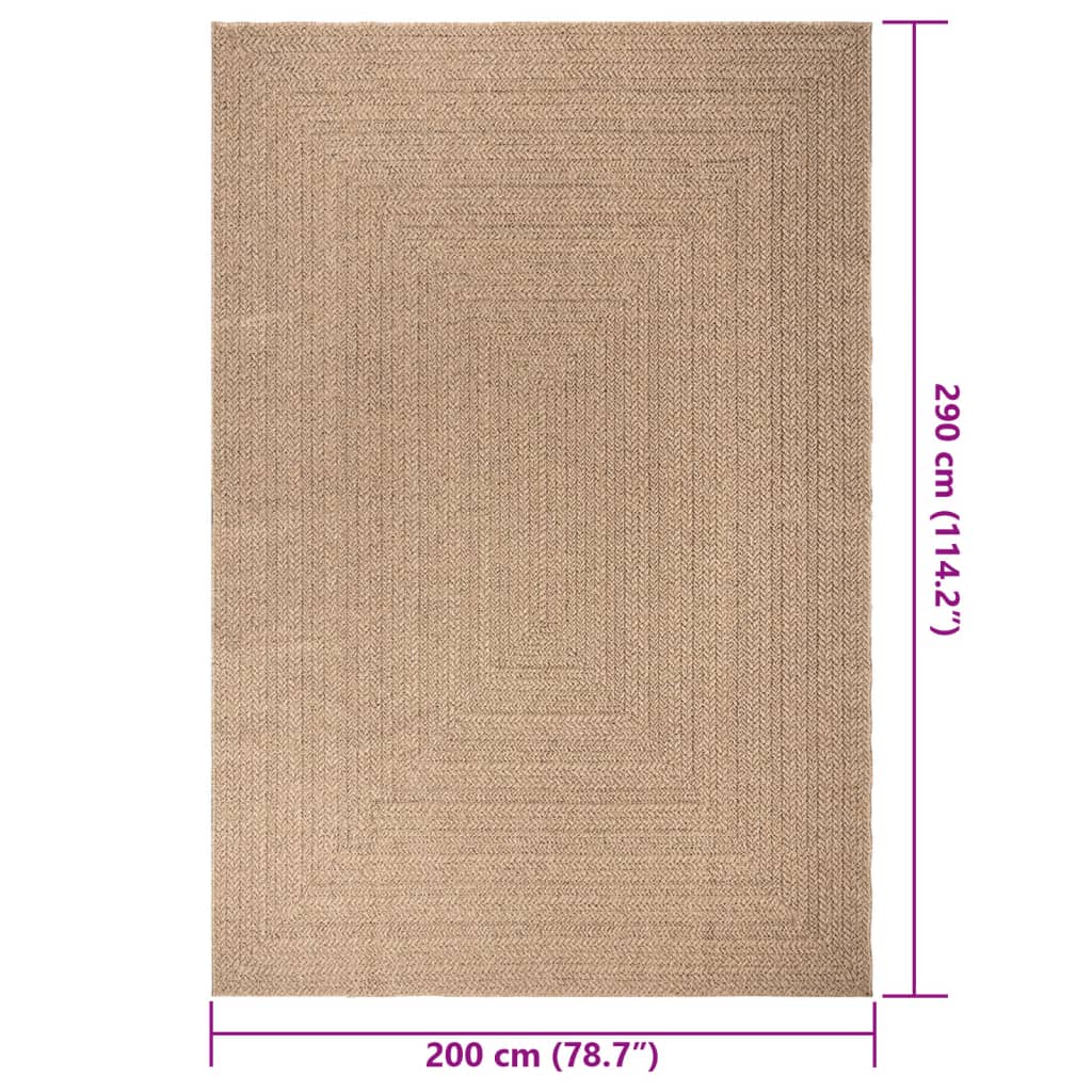 vidaXL Teppich ZIZUR 200x290 cm Jute-Optik Indoor und Outdoor