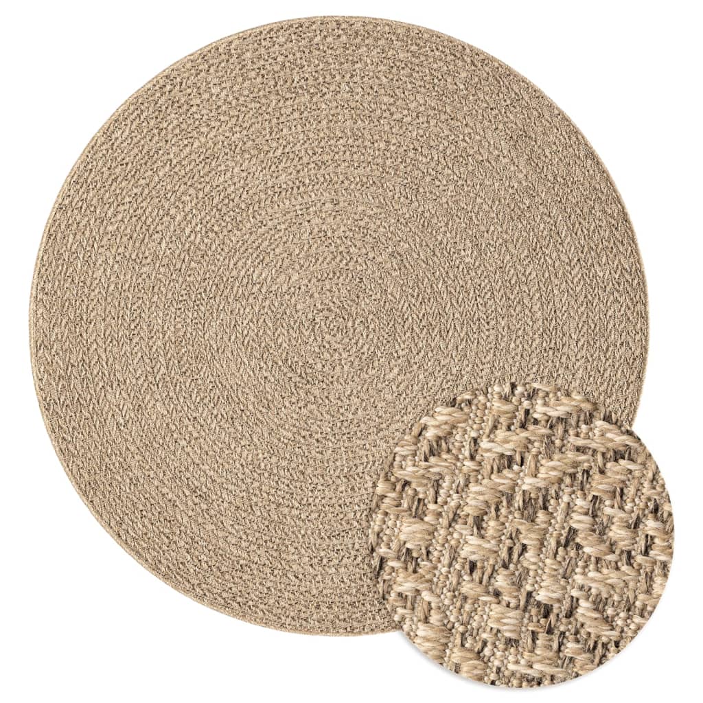 vidaXL Teppich ZIZUR 120 cm Jute-Optik Indoor und Outdoor