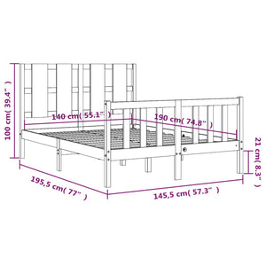 Massivholzbett mit Kopfteil Schwarz 140x190 cm Stilecasa