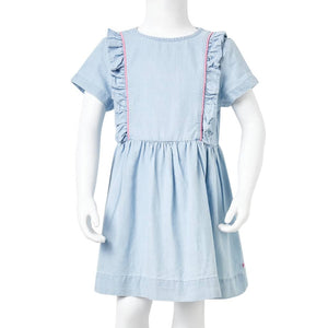 Kinderkleid mit Rüschen Hellblau 92